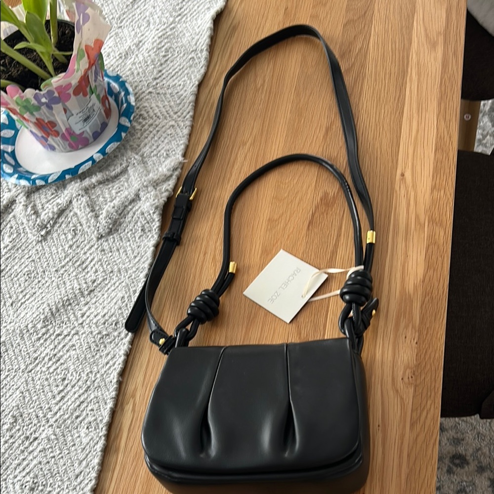 Rachel Zoe Chic Black Vegan Leather Shoulder Bag